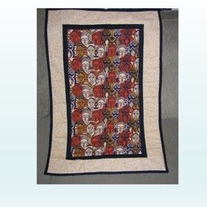 Hand Quilted Multicolor Abstract Face Tapestry